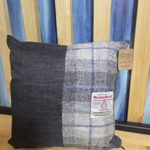 Scatter Cushion - Charcoal Harris Tweed Half