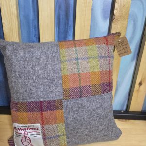 Scatter Cushion - Stone Grey Harris Tweed Patch